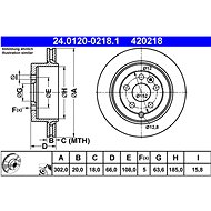 ATE brake disc 24.0120-0218.1, set of 2 - Brake Disc