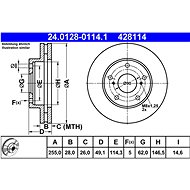 ATE 428114 brake disc 24.0128-0114.1, set of 2 - Brake Disc