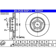 ATE 422221 brake disc 24.0122-0221.1, set of 2 - Brake Disc