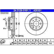 ATE 426101 brake disc 24.0126-0101.1, set of 2 - Brake Disc