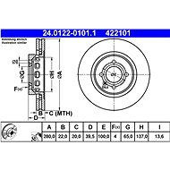 ATE 422101 brake disc 24.0122-0101.1, set of 2 - Brake Disc