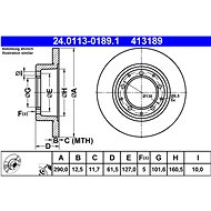 ATE 413189 brake disc 24.0113-0189.1, set of 2 - Brake Disc
