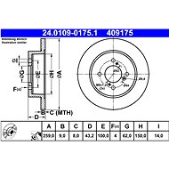 ATE 409175 brake disc 24.0109-0175.1, set of 2 - Brake Disc
