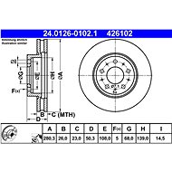 ATE 426102 brake disc 24.0126-0102.1, set of 2 - Brake Disc