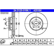 ATE 425196 brake disc 24.0125-0196.1, set of 2 - Brake Disc