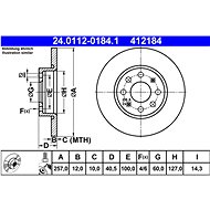 ATE 412184 brake disc 24.0112-0184.1, set of 2 - Brake Disc