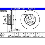 ATE 422154 brake disc 24.0122-0154.1, set of 2 - Brake Disc