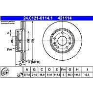 ATE 421114 brake disc 24.0121-0114.1, set of 2 - Brake Disc