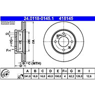 ATE 418145 brake disc 24.0118-0145.1, set of 2 - Brake Disc