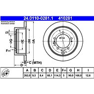 ATE 410281 brake disc 24.0110-0281.1, set of 2 - Brake Disc