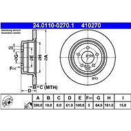 ATE 410270 brake disc 24.0110-0270.1, set of 2 - Brake Disc