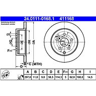 ATE 411168 brake disc 24.0111-0168.1, set of 2 - Brake Disc