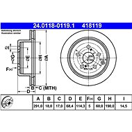ATE brake disc 24.0118-0119.1, set of 2 - Brake Disc