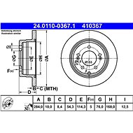 ATE 410367 brake disc 24.0110-0367.1, set of 2 - Brake Disc
