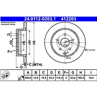 ATE 412203 brake disc 24.0112-0203.1, set of 2 - Brake Disc