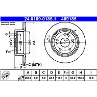 ATE brake disc 24.0109-0185.1, set of 2 - Brake Disc