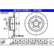 ATE 411154 brake disc 24.0111-0154.1, set of 2 - Brake Disc