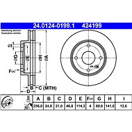 ATE 424199 brake disc 24.0124-0199.1, set of 2 - Brake Disc