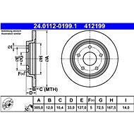 ATE 412199 brake disc 24.0112-0199.1, set of 2 - Brake Disc
