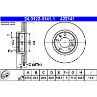 ATE 422141 brake disc 24.0122-0141.1, set of 2 - Brake Disc