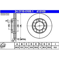 ATE 418109 brake disc 24.0118-0109.1, set of 2 - Brake Disc