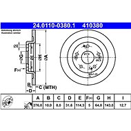 ATE 410380 brake disc 24.0110-0380.1, set of 2 - Brake Disc