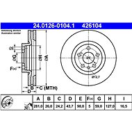 ATE 426104 brake disc 24.0126-0104.1, set of 2 - Brake Disc