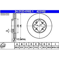 ATE brake disc 24.0123-0102.1, set of 2 - Brake Disc
