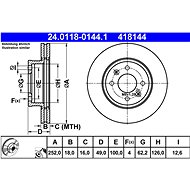 ATE 418144 brake disc 24.0118-0144.1, set of 2 - Brake Disc