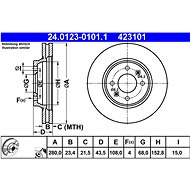 ATE 423101 brake disc 24.0123-0101.1, set of 2 - Brake Disc