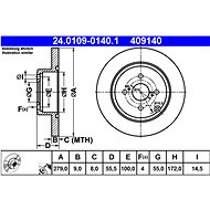 ATE 409140 brake disc 24.0109-0140.1, set of 2 - Brake Disc