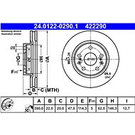 ATE 422290 brake disc 24.0122-0290.1, set of 2 - Brake Disc