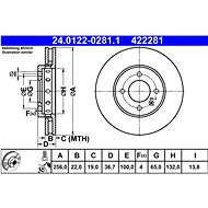 ATE 422281 brake disc 24.0122-0281.1, set of 2 - Brake Disc