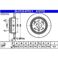 ATE 412172 brake disc 24.0112-0172.1, set of 2 - Brake Disc