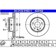 ATE 422162 brake disc 24.0122-0162.1, set of 2 - Brake Disc