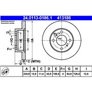 ATE 413186 brake disc 24.0113-0186.1, set of 2 - Brake Disc