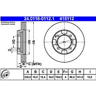 ATE 418112 brake disc 24.0118-0112.1, set of 2 - Brake Disc