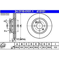 ATE 418151 brake disc 24.0118-0151.1, set of 2 - Brake Disc