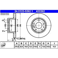 ATE 422262 brake disc 24.0122-0262.1, set of 2 - Brake Disc