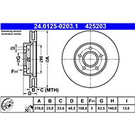 ATE 425203 brake disc 24.0125-0203.1, set of 2 - Brake Disc