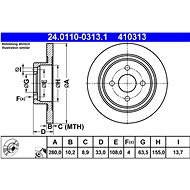ATE 410313 brake disc 24.0110-0313.1, set of 2 - Brake Disc