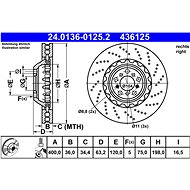 ATE 436125 brake disc 24.0136-0125.2, set of 2 - Brake Disc
