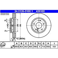 ATE 426100 brake disc 24.0126-0100.1, set of 2 - Brake Disc