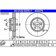 ATE 422276 brake disc 24.0122-0276.1, set of 2 - Brake Disc