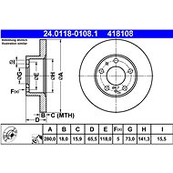 ATE 418108 brake disc 24.0118-0108.1, set of 2 - Brake Disc