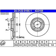ATE brake disc 24.0122-0155.1, set of 2 - Brake Disc