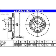 ATE 420113 brake disc 24.0120-0113.1, set of 2 - Brake Disc