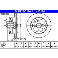 ATE 410144 brake disc 24.0110-0144.1, set of 2 - Brake Disc