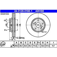 ATE 428186 brake disc 24.0128-0186.1, set of 2 - Brake Disc