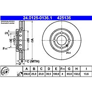 ATE 425136 brake disc 24.0125-0136.1, set of 2 - Brake Disc